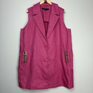 Marina Rinaldi Waistcoat Gilet Sz 18 Pink Embellished Gems